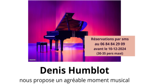 Concert de Piano le vendredi 20 décembre 2024